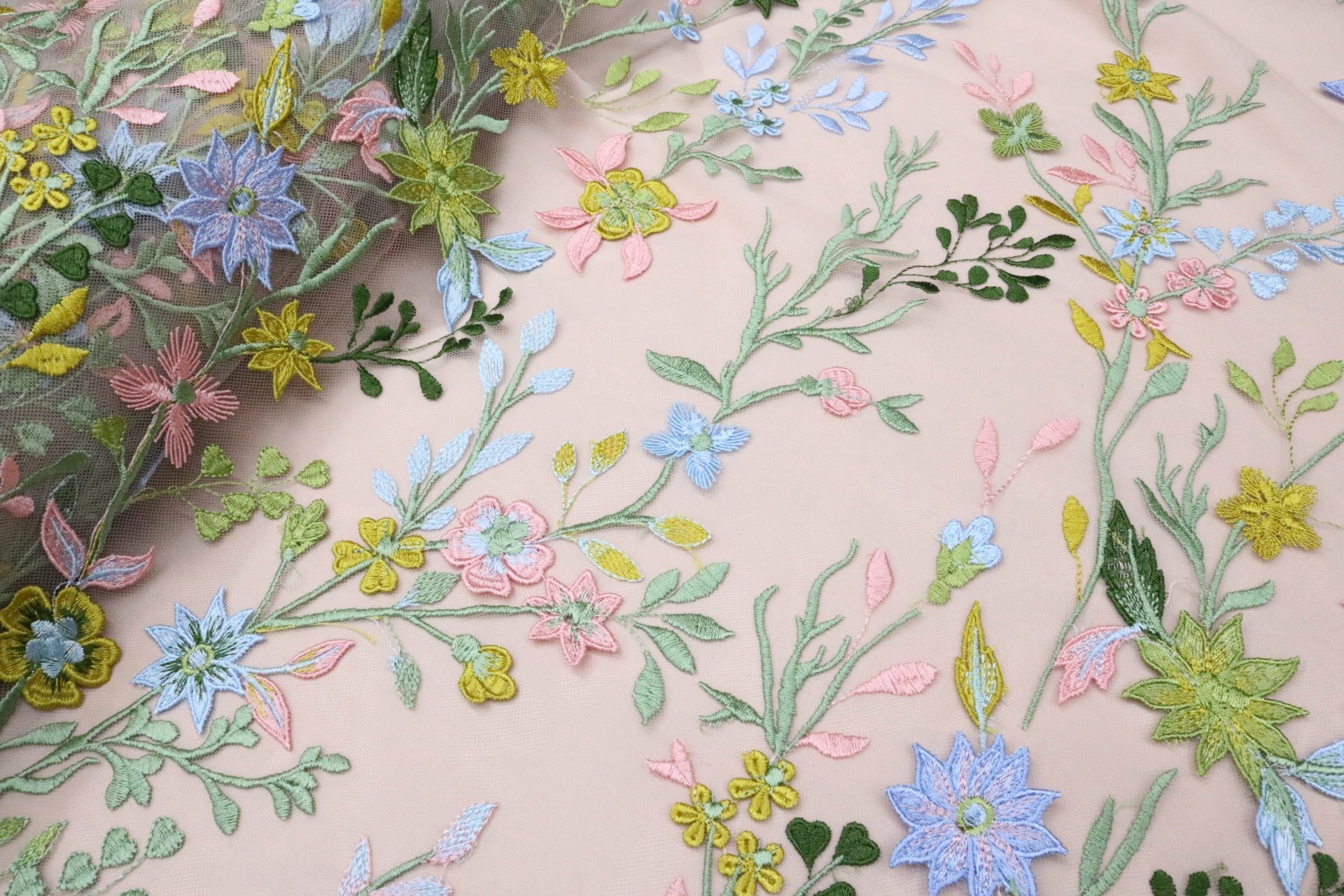 Hand Embroidered Floral Lace
